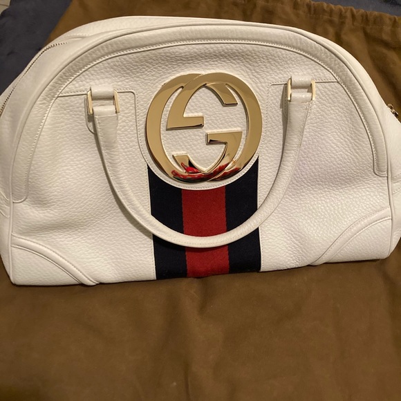 Gucci Handbags - Authentic Gucci White Web Blondie Bowler